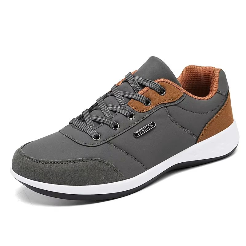 New Mens Leather Sports Shoes, Waterproof Walking Sneakers for Spring, Autumn, Non-Slip Leisure, Tennis Footwear