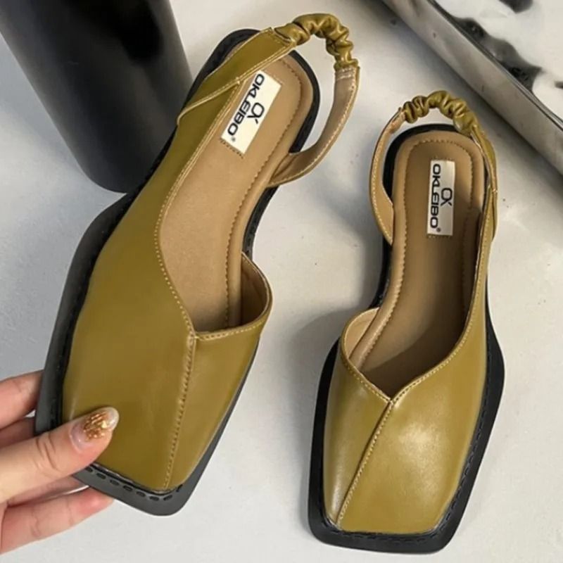 Elegant Womens Summer Sandals with Elastic Band and Square Heel
