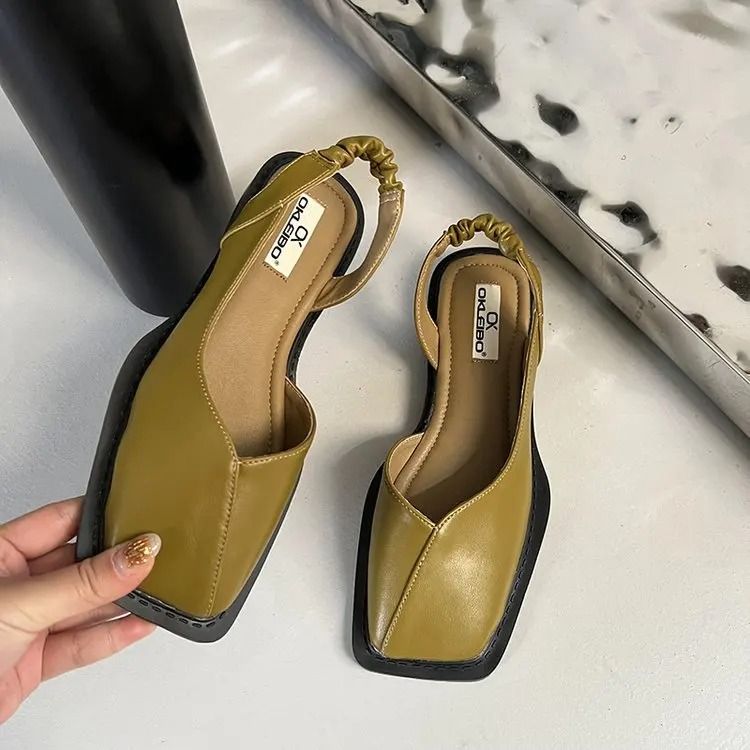 Elegant Womens Summer Sandals With Elastic Band And Square Heel 9
