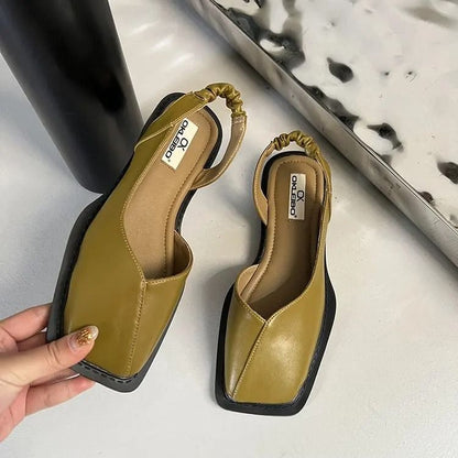 Elegant Womens Summer Sandals With Elastic Band And Square Heel 9