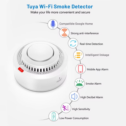Smart WiFi Smoke Detector Tuya App Remote Monitoring Comprehensive Detection Works With Alexa Googl 1