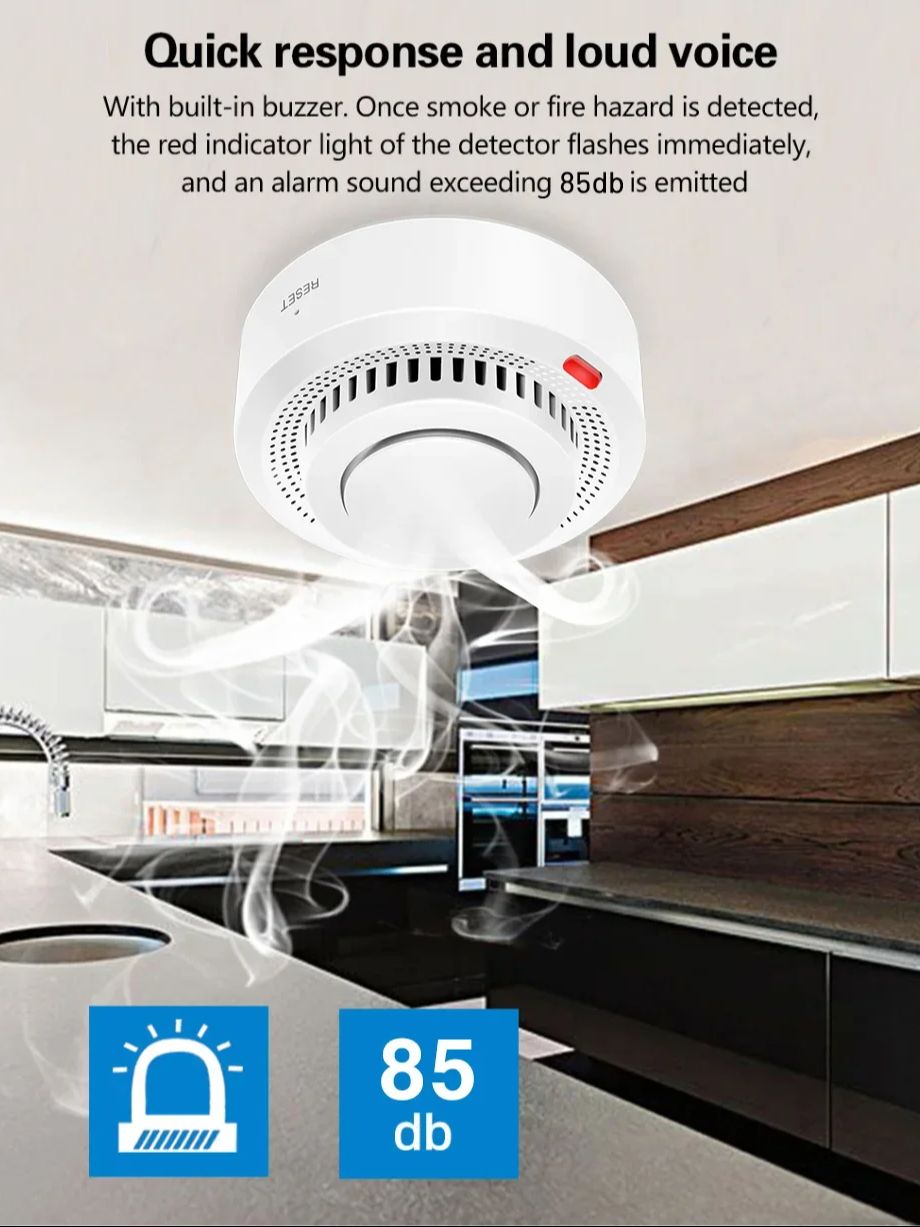 Smart WiFi Smoke Detector Tuya App Remote Monitoring Comprehensive Detection Works With Alexa Googl 2