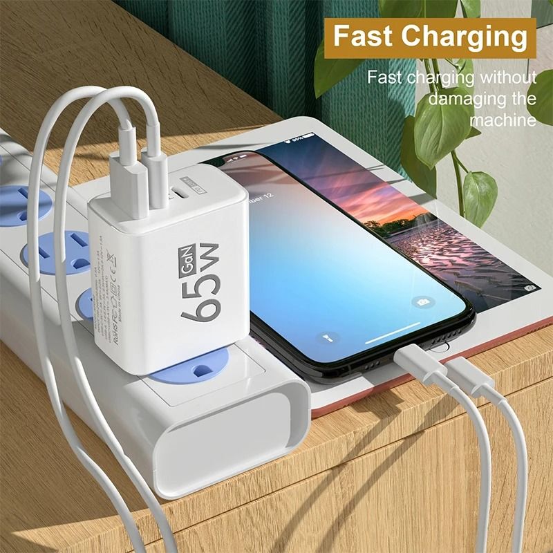 Compact 65W Fast Charging USB C Wall Charger with Smart Power Delivery