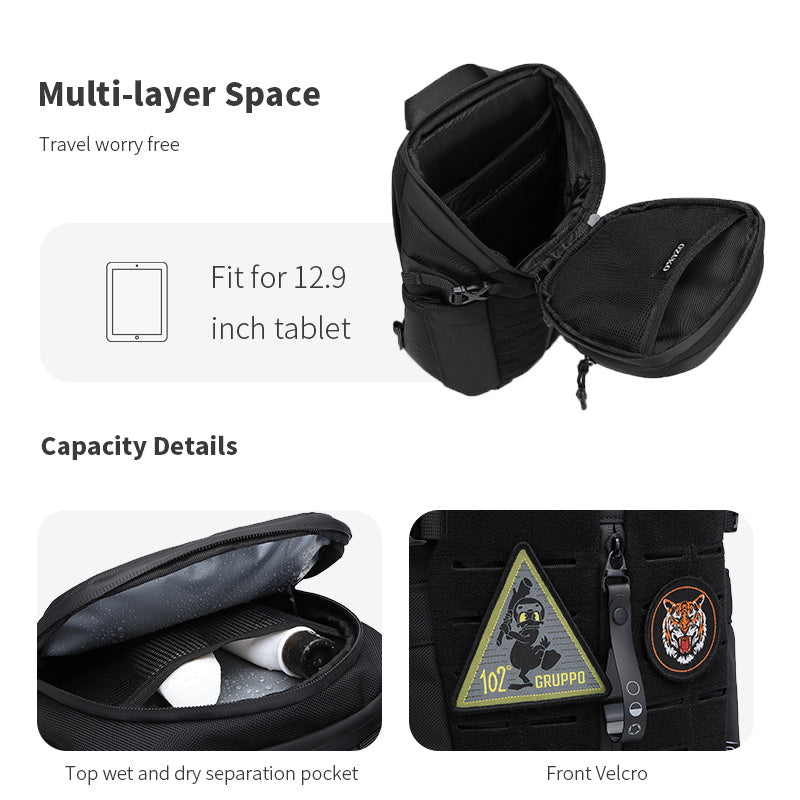 Waterproof Messenger Bag For Men Large Capacity Sling Crossbody Bag Fashion Chest Bag For Short Tri 3
