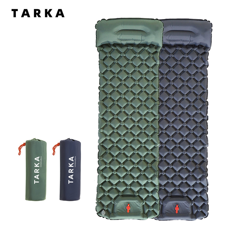TARKA Inflatable Camping Mat with Pillow, Built-In Pump, Self-Inflating Air Mattress for Outdoor Hiking, Travel & Double