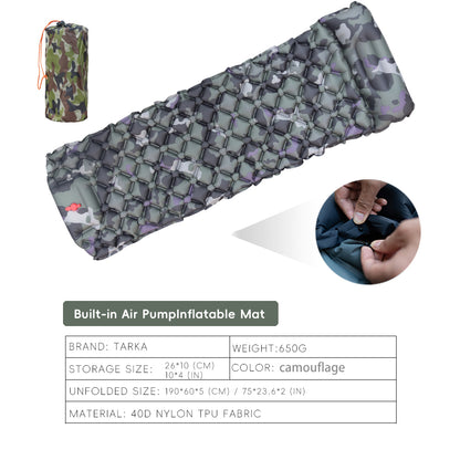 TARKA Inflatable Camping Mat With Pillow BuiltIn Pump SelfInflating Air Mattress For Outdoor Hiking 9