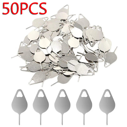 50Pcs Sim Card Tray Removal Eject Pin Key Tool, Universal Stainless Steel Sim Card Needle for Smartphone Repair