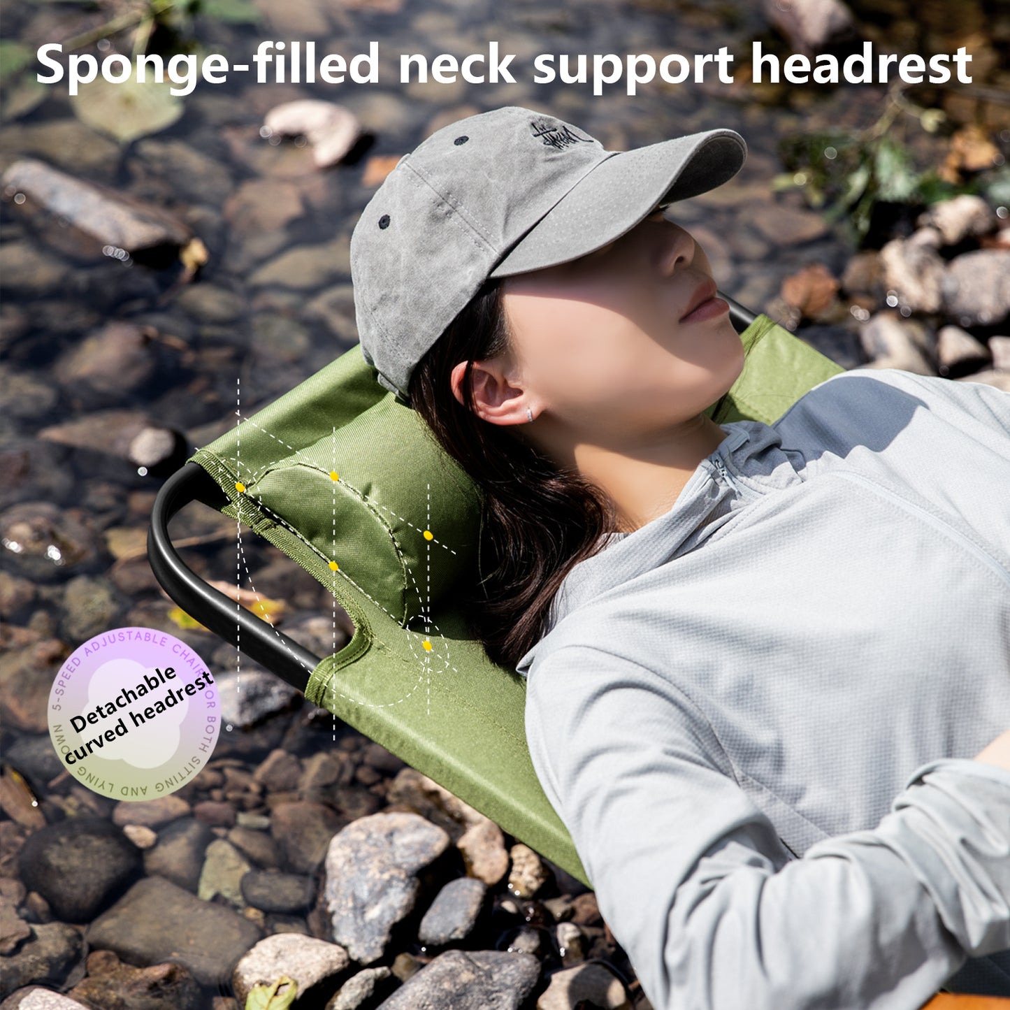 Ultimate Portable Relaxing Chair with Adjustable Armrest & Detachable Pillow for Camping, Beach, and Travel
