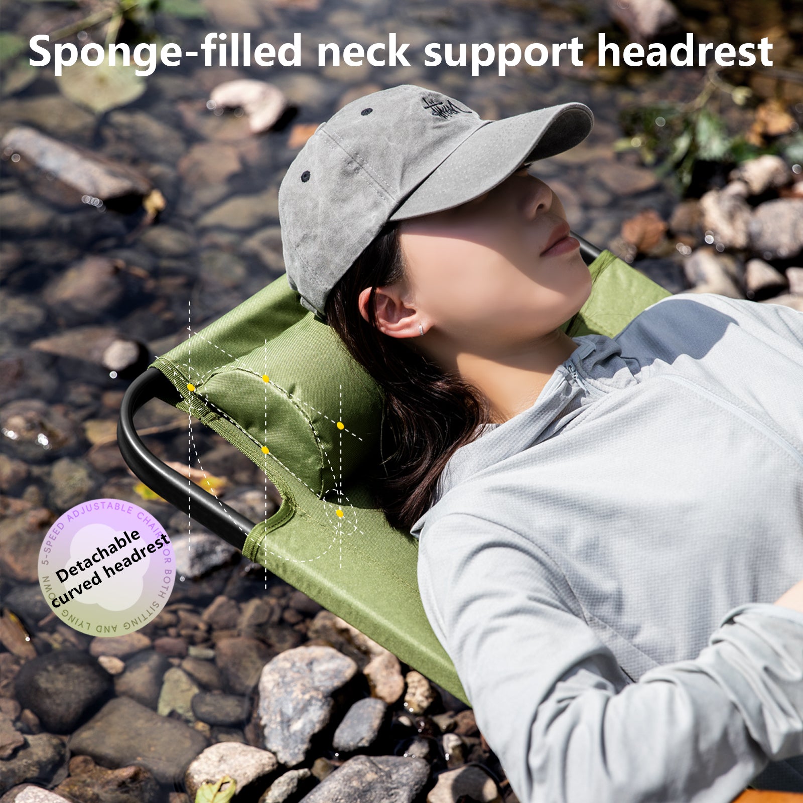 Ultimate Portable Relaxing Chair with Adjustable Armrest & Detachable Pillow for Camping, Beach, and Travel