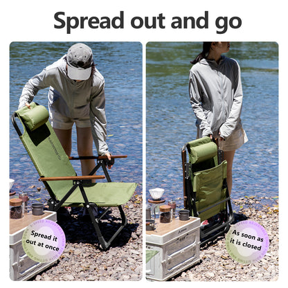 Ultimate Portable Relaxing Chair with Adjustable Armrest & Detachable Pillow for Camping, Beach, and Travel