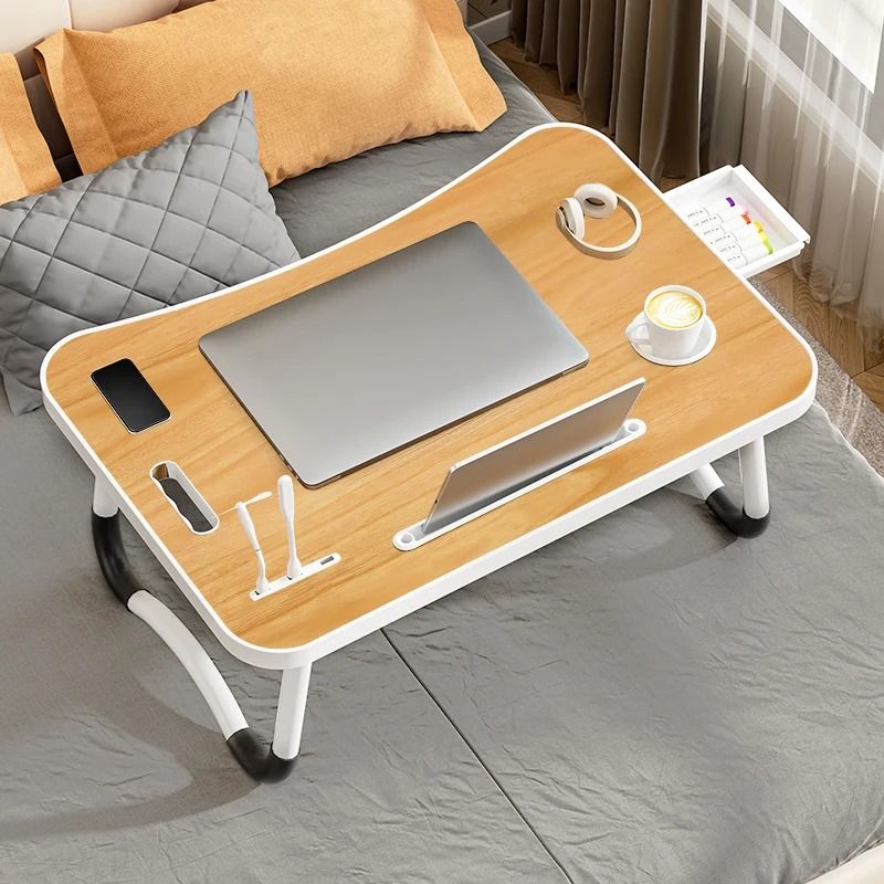 Portable Laptop Desk With Usb Light Small Fan Cup Holder Tablet Slot Lifting Handle 1