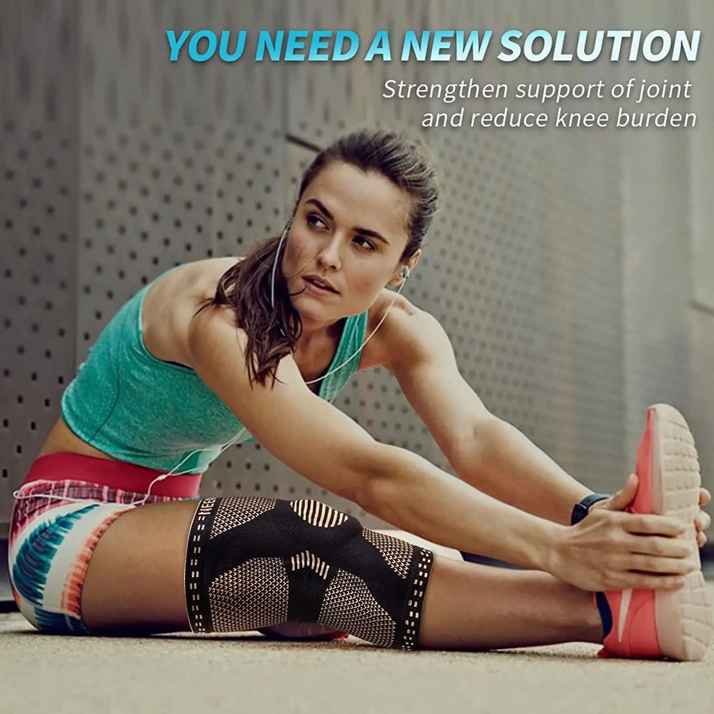 Copper Knee Support with Patella Gel Pad Side Stabilizers for Pain Relief and Joint Support