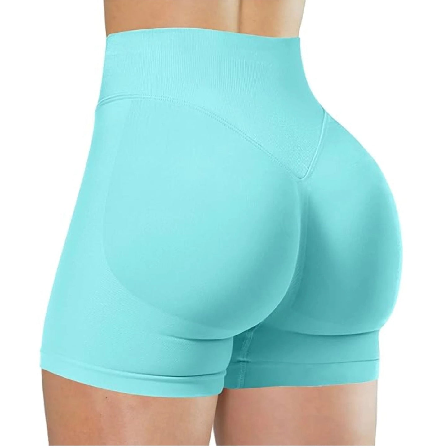 High Waisted Yoga Shorts Fashionable Solid Color Running Fitness Leggings 9