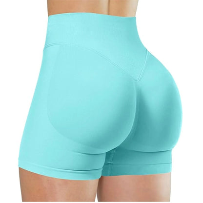 High Waisted Yoga Shorts Fashionable Solid Color Running Fitness Leggings 9