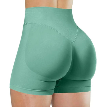 High Waisted Yoga Shorts Fashionable Solid Color Running Fitness Leggings 13