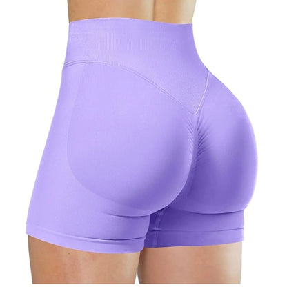 High Waisted Yoga Shorts Fashionable Solid Color Running Fitness Leggings 3