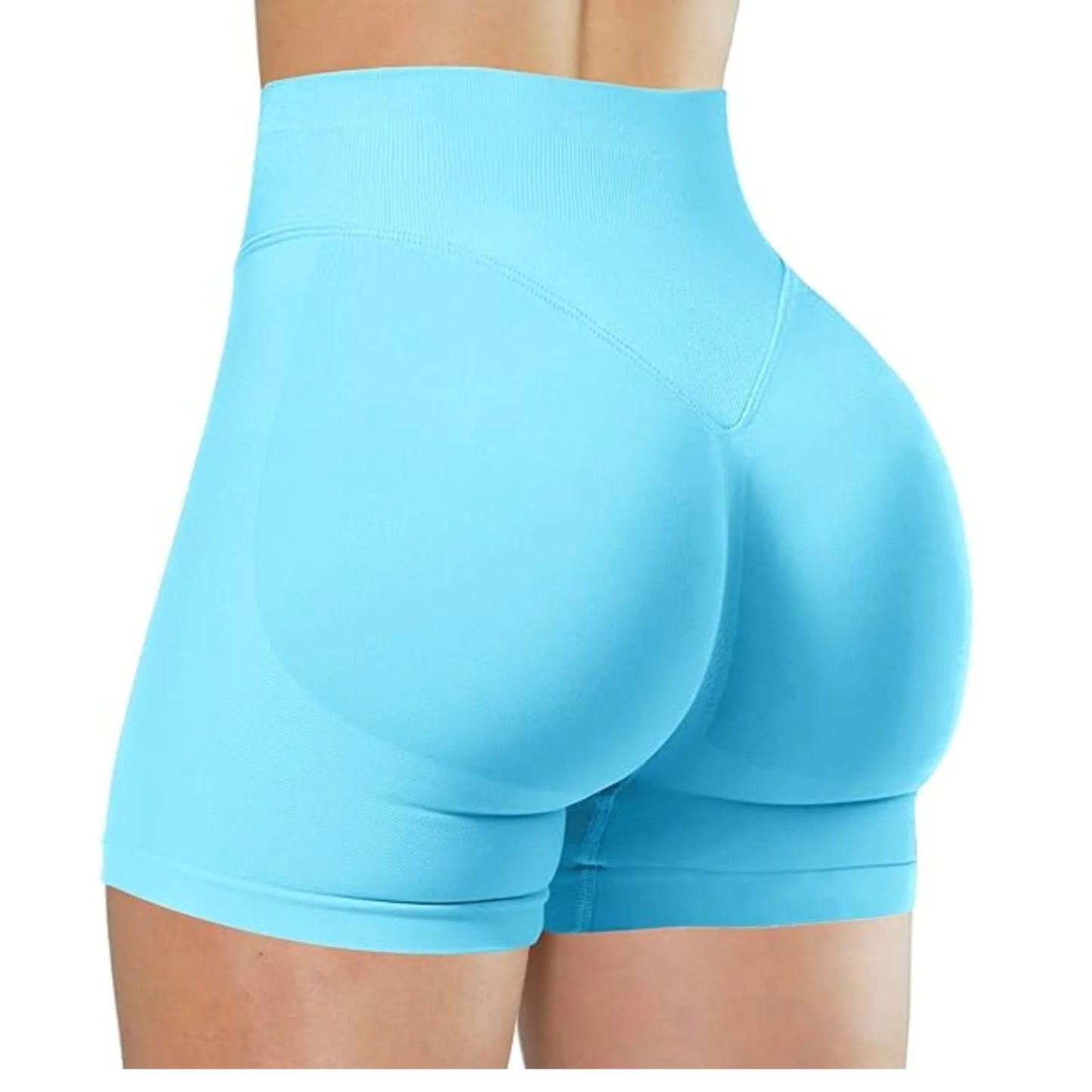 High Waisted Yoga Shorts Fashionable Solid Color Running Fitness Leggings 7