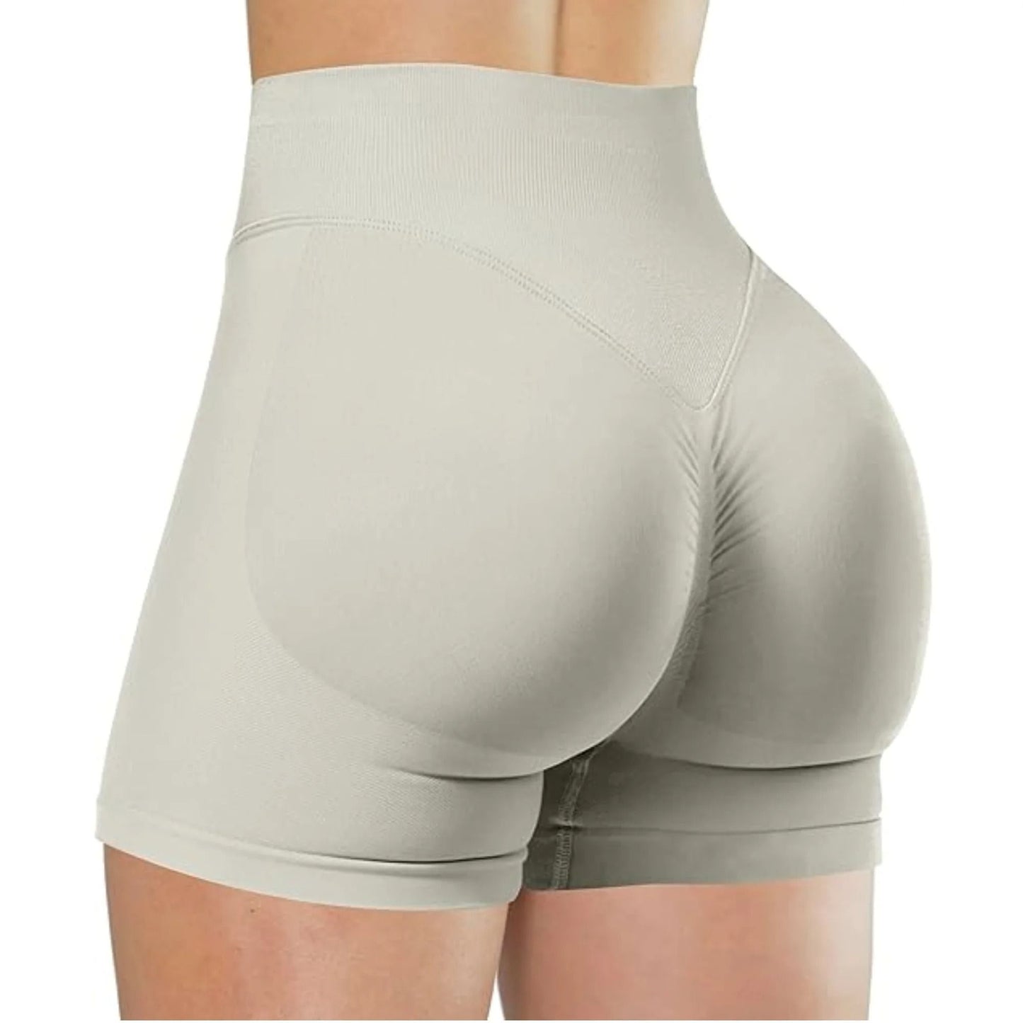 High Waisted Yoga Shorts Fashionable Solid Color Running Fitness Leggings 8