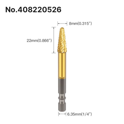 Professional Rotary File Set with Hexagon Shank, Titanium Coated Carbide Burrs for Metal Grinding, Wood Carving
