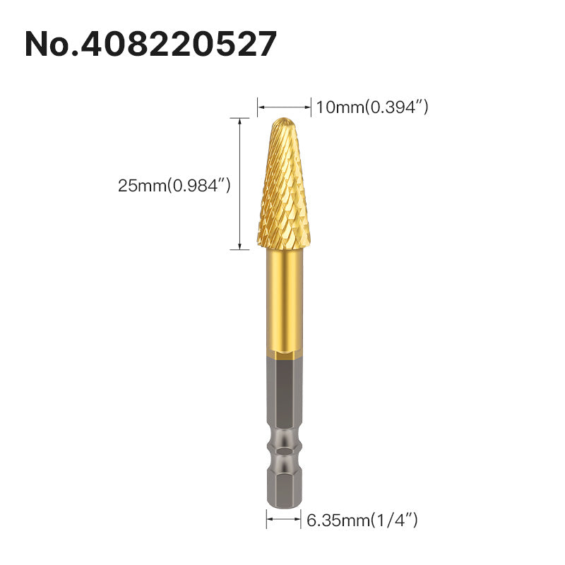 Professional Rotary File Set with Hexagon Shank, Titanium Coated Carbide Burrs for Metal Grinding, Wood Carving
