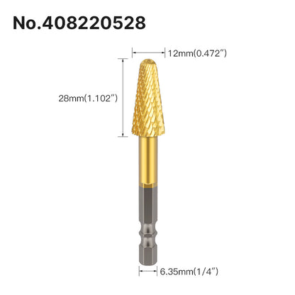 Professional Rotary File Set with Hexagon Shank, Titanium Coated Carbide Burrs for Metal Grinding, Wood Carving