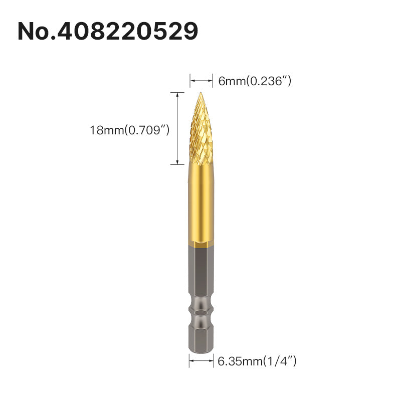 Professional Rotary File Set with Hexagon Shank, Titanium Coated Carbide Burrs for Metal Grinding, Wood Carving