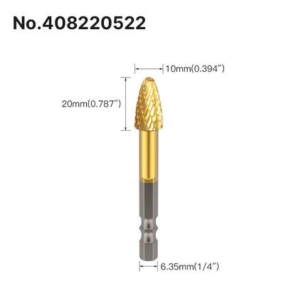 Professional Rotary File Set with Hexagon Shank, Titanium Coated Carbide Burrs for Metal Grinding, Wood Carving