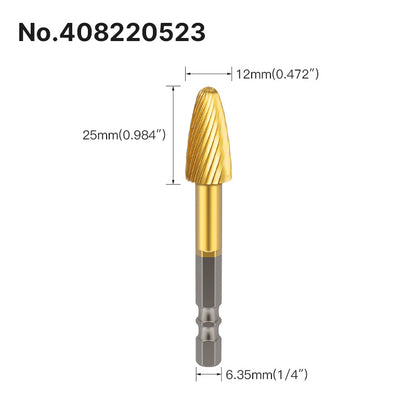 Professional Rotary File Set with Hexagon Shank, Titanium Coated Carbide Burrs for Metal Grinding, Wood Carving