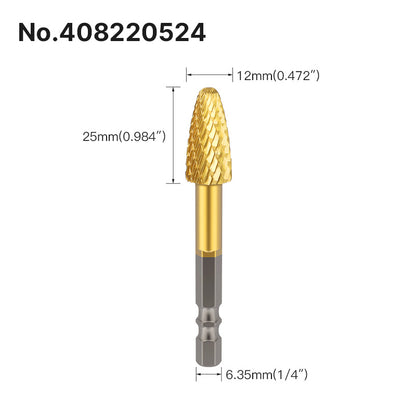Professional Rotary File Set with Hexagon Shank, Titanium Coated Carbide Burrs for Metal Grinding, Wood Carving