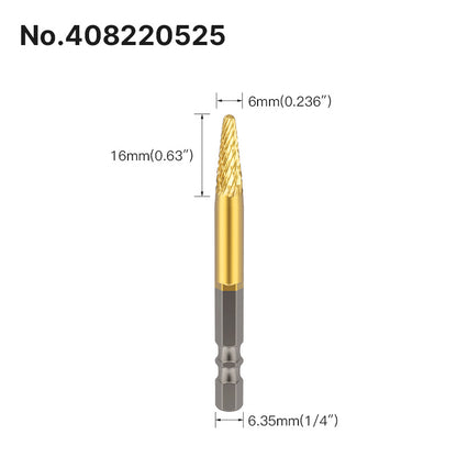 Professional Rotary File Set with Hexagon Shank, Titanium Coated Carbide Burrs for Metal Grinding, Wood Carving