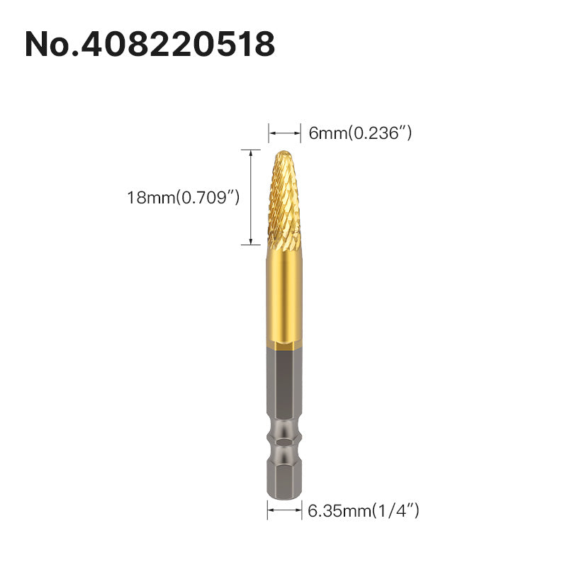Professional Rotary File Set with Hexagon Shank, Titanium Coated Carbide Burrs for Metal Grinding, Wood Carving