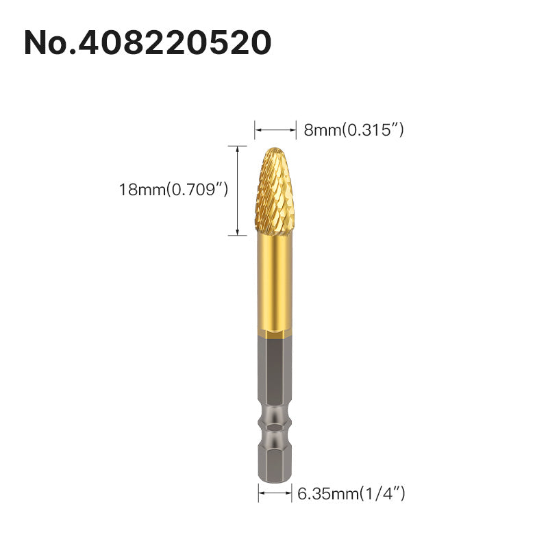 Professional Rotary File Set with Hexagon Shank, Titanium Coated Carbide Burrs for Metal Grinding, Wood Carving