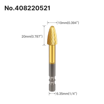 Professional Rotary File Set with Hexagon Shank, Titanium Coated Carbide Burrs for Metal Grinding, Wood Carving