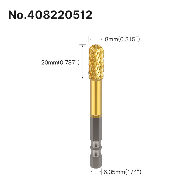 Professional Rotary File Set with Hexagon Shank, Titanium Coated Carbide Burrs for Metal Grinding, Wood Carving