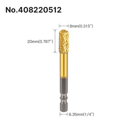 Professional Rotary File Set with Hexagon Shank, Titanium Coated Carbide Burrs for Metal Grinding, Wood Carving