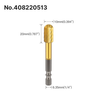 Professional Rotary File Set with Hexagon Shank, Titanium Coated Carbide Burrs for Metal Grinding, Wood Carving