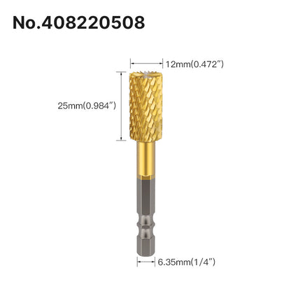 Professional Rotary File Set with Hexagon Shank, Titanium Coated Carbide Burrs for Metal Grinding, Wood Carving