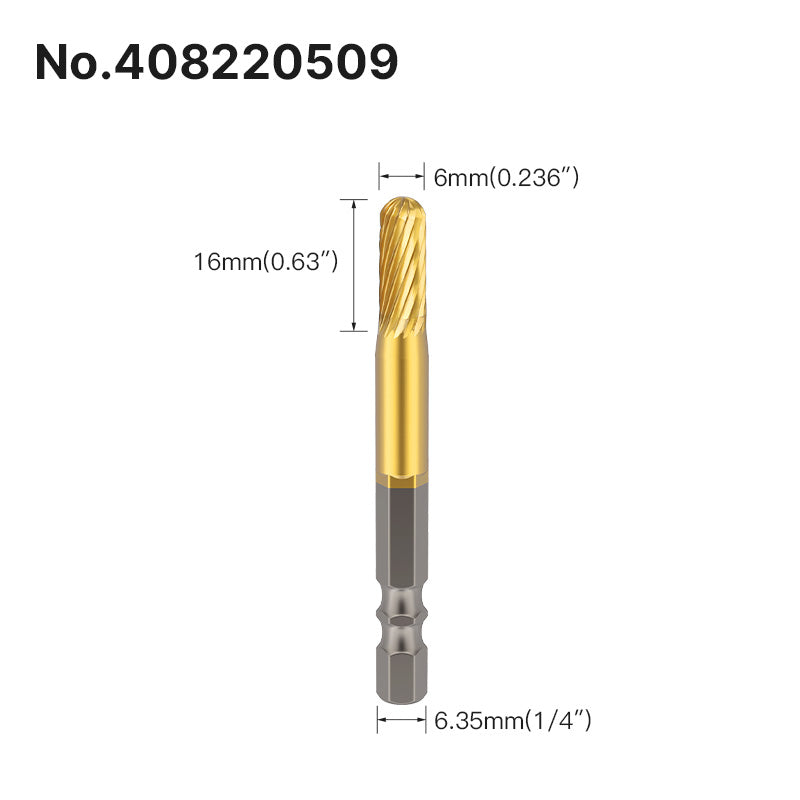 Professional Rotary File Set with Hexagon Shank, Titanium Coated Carbide Burrs for Metal Grinding, Wood Carving