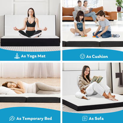Three Fold Portable Floor Bed CertiPURUS Certified Foldable Mattress For Travel Camping Yoga Guests 3