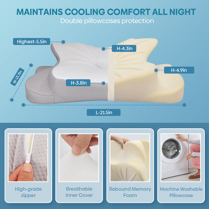 Relaxing Cervical Pillow  Orthopedic Ergonomic Memory Foam For Neck Pain Relief  Odorless  Breathab 3