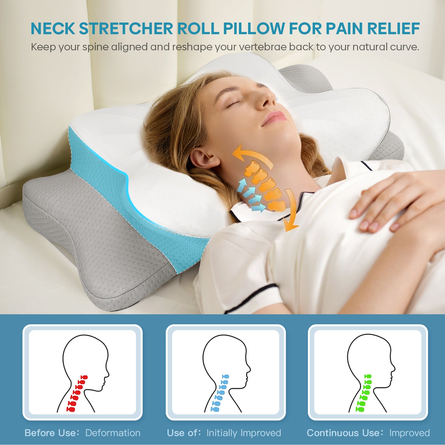 Relaxing Cervical Pillow  Orthopedic Ergonomic Memory Foam For Neck Pain Relief  Odorless  Breathab 4