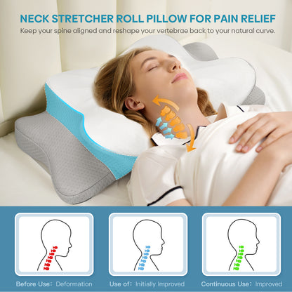 Relaxing Cervical Pillow  Orthopedic Ergonomic Memory Foam For Neck Pain Relief  Odorless  Breathab 4