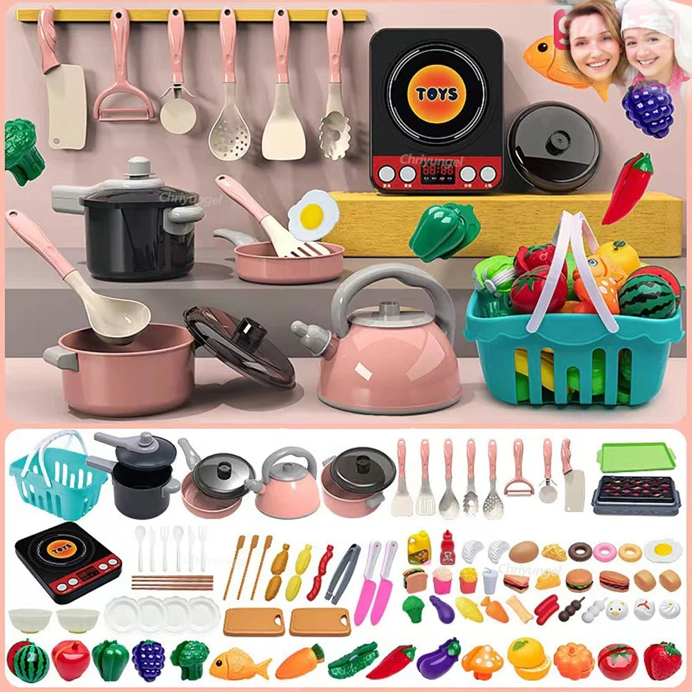 Kids Kitchen Toys Play Set  Kitchen Accessories Kit With Play Pots Pans  Pretend Food For Toddlers  1