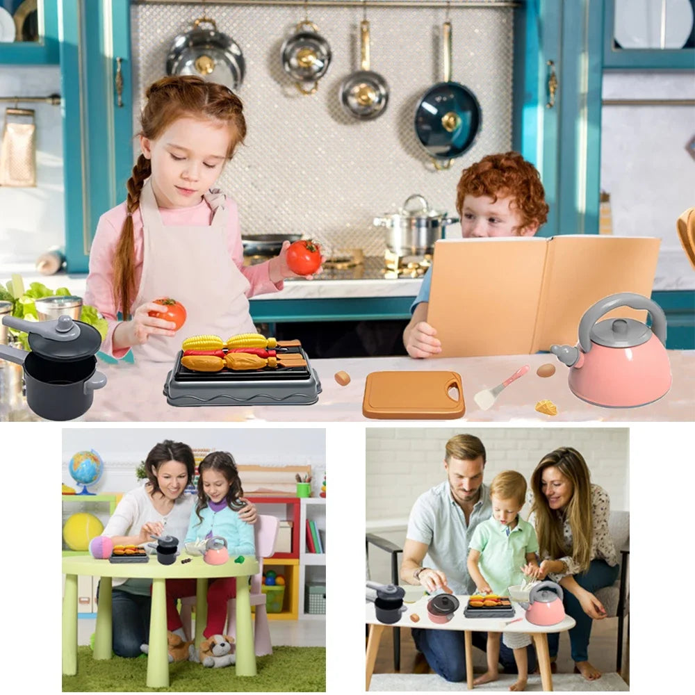Kids Kitchen Toys Play Set  Kitchen Accessories Kit With Play Pots Pans  Pretend Food For Toddlers  2