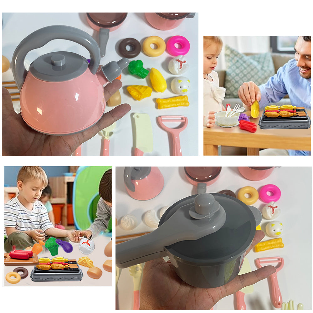 Kids Kitchen Toys Play Set  Kitchen Accessories Kit With Play Pots Pans  Pretend Food For Toddlers  3
