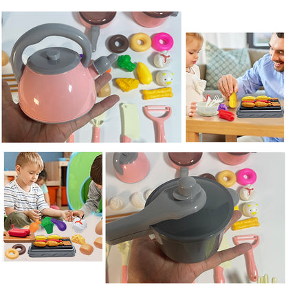 Kids Kitchen Toys Play Set  Kitchen Accessories Kit With Play Pots Pans  Pretend Food For Toddlers  3