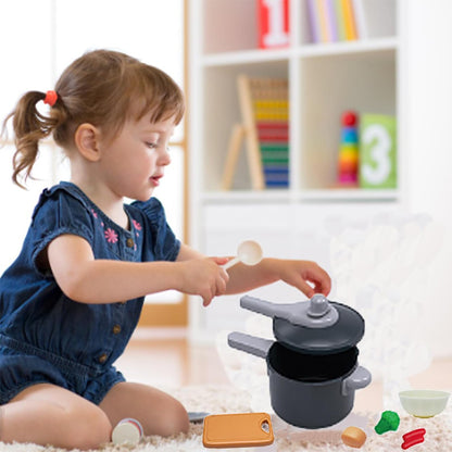 Kids Kitchen Toys Play Set - Kitchen Accessories Kit with Play Pots, Pans & Pretend Food for Toddlers, Ideal Cook