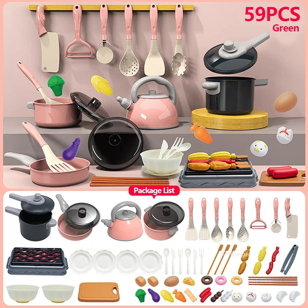 Kids Kitchen Toys Play Set  Kitchen Accessories Kit With Play Pots Pans  Pretend Food For Toddlers  6