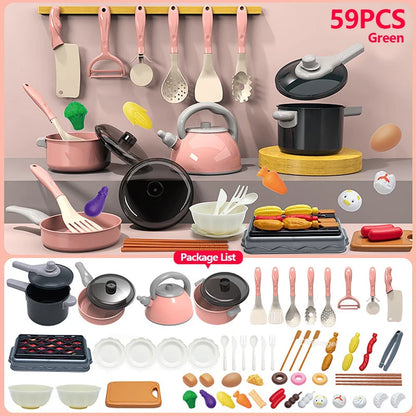 Kids Kitchen Toys Play Set  Kitchen Accessories Kit With Play Pots Pans  Pretend Food For Toddlers  6