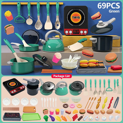 Kids Kitchen Toys Play Set  Kitchen Accessories Kit With Play Pots Pans  Pretend Food For Toddlers  9